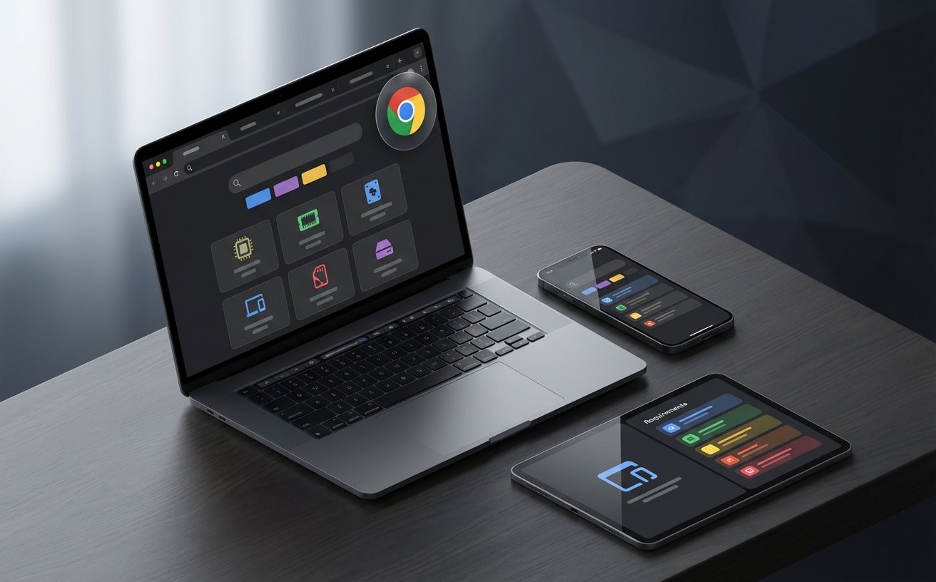 符合配置要求的设备运行Chrome的标签页导航界面